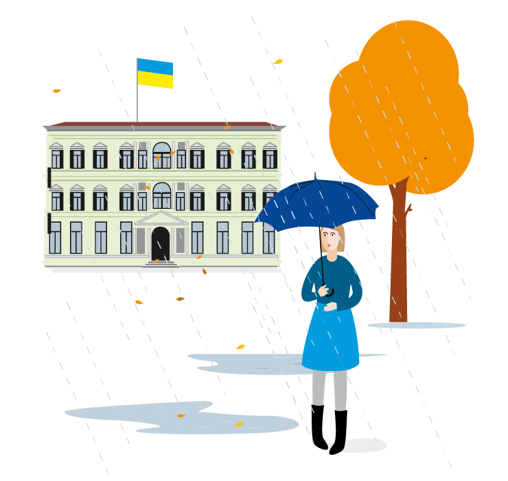 A girl under an umbrella